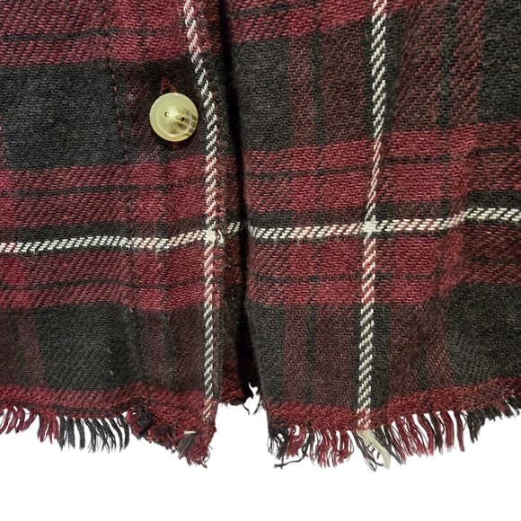 RVCA Flannel button-up shirt raw fray bottom hem size medium - Picture 3 of 5